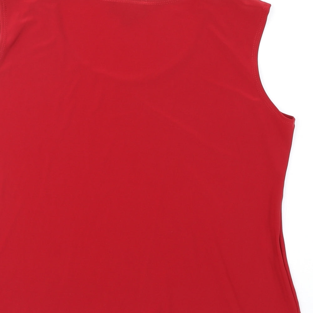 Saloos Womens Red Polyester Basic Tank Size 16 Round Neck