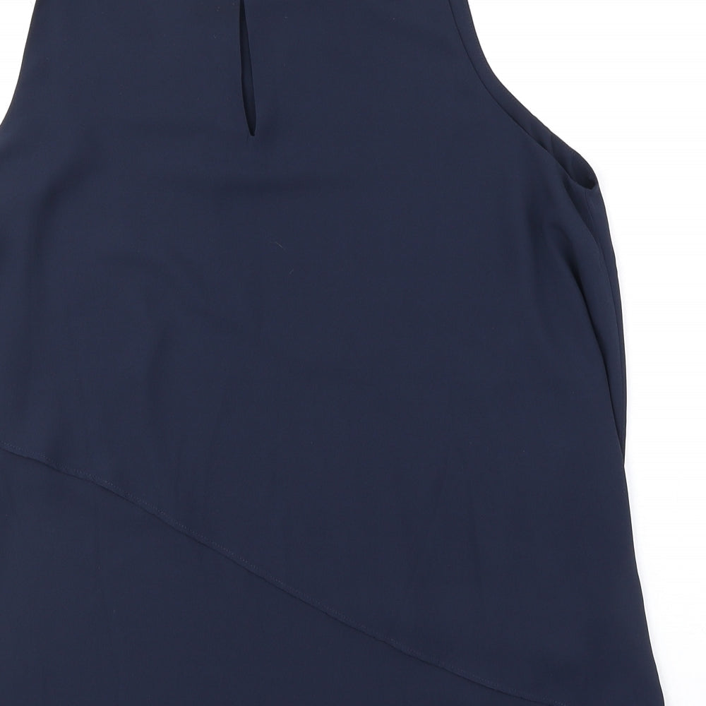 Mango Womens Blue Polyester Basic Tank Size M Round Neck