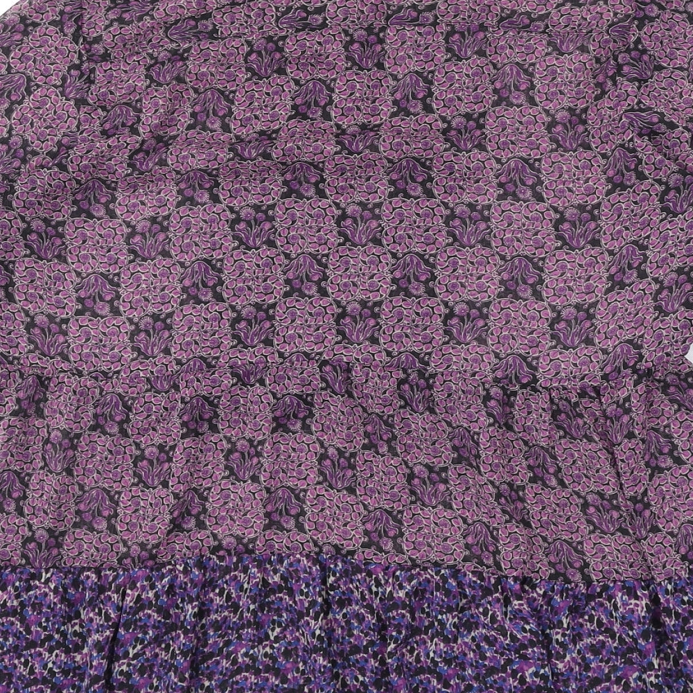 NEXT Womens Purple Geometric Viscose Basic Blouse Size 10 Round Neck