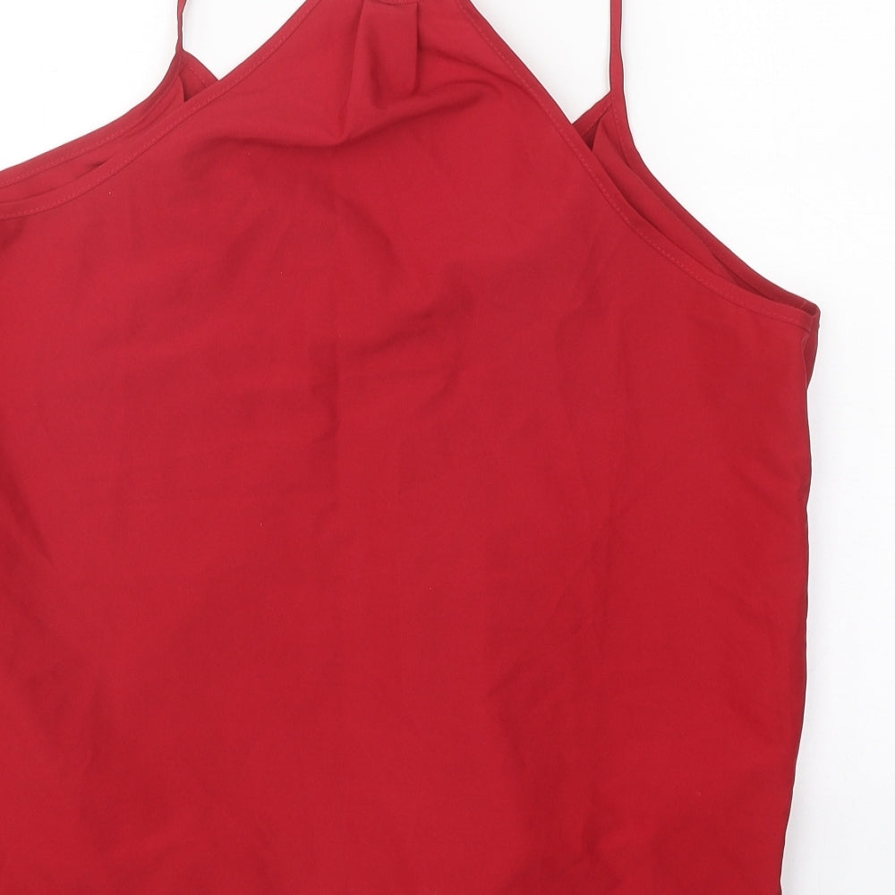 Preworn Womens Red Polyester Basic Tank Size XL V-Neck