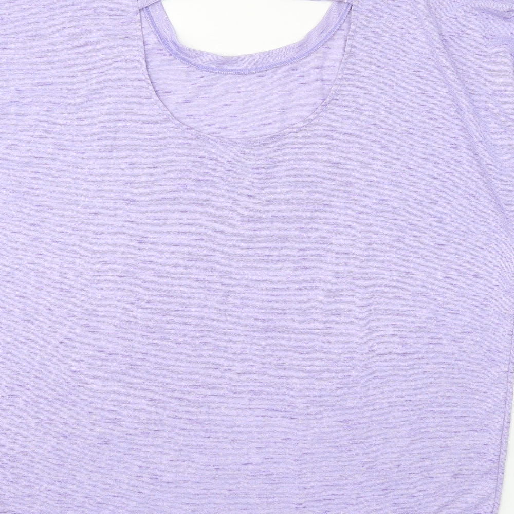 Preworn Womens Purple Polyester Basic T-Shirt Size 12 Round Neck