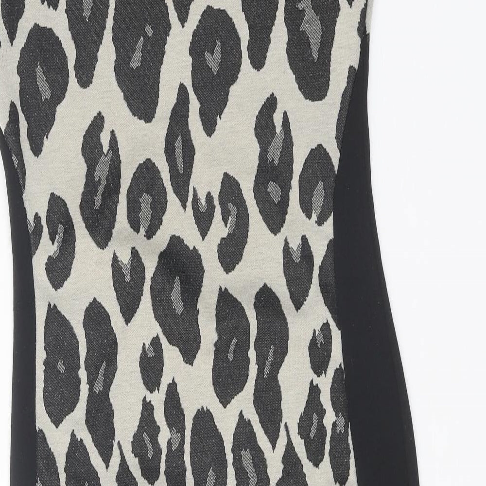 Cameo Rose Womens Black Animal Print Polyester Pencil Dress Size 12 Boat Neck Pullover - Leopard Print
