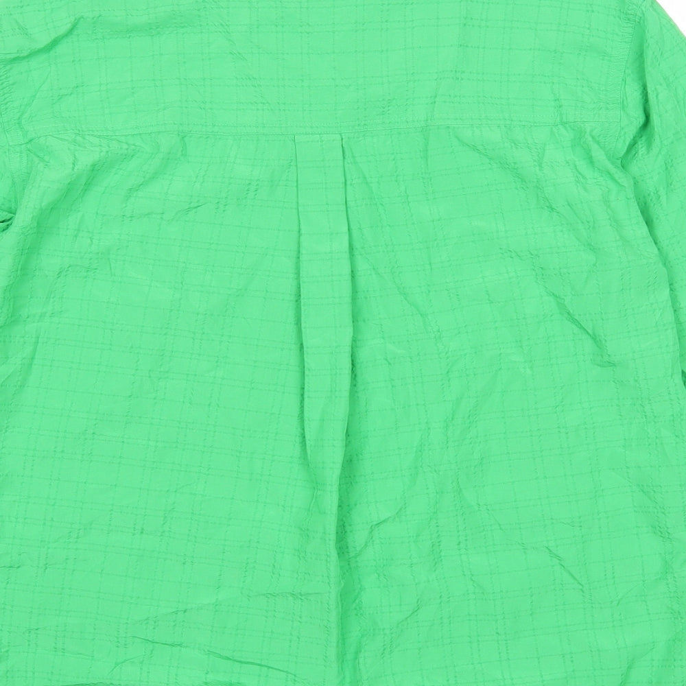 Marks & Spencer Womens Green Geometric Modal Basic Button-Up Size 8 Round Neck
