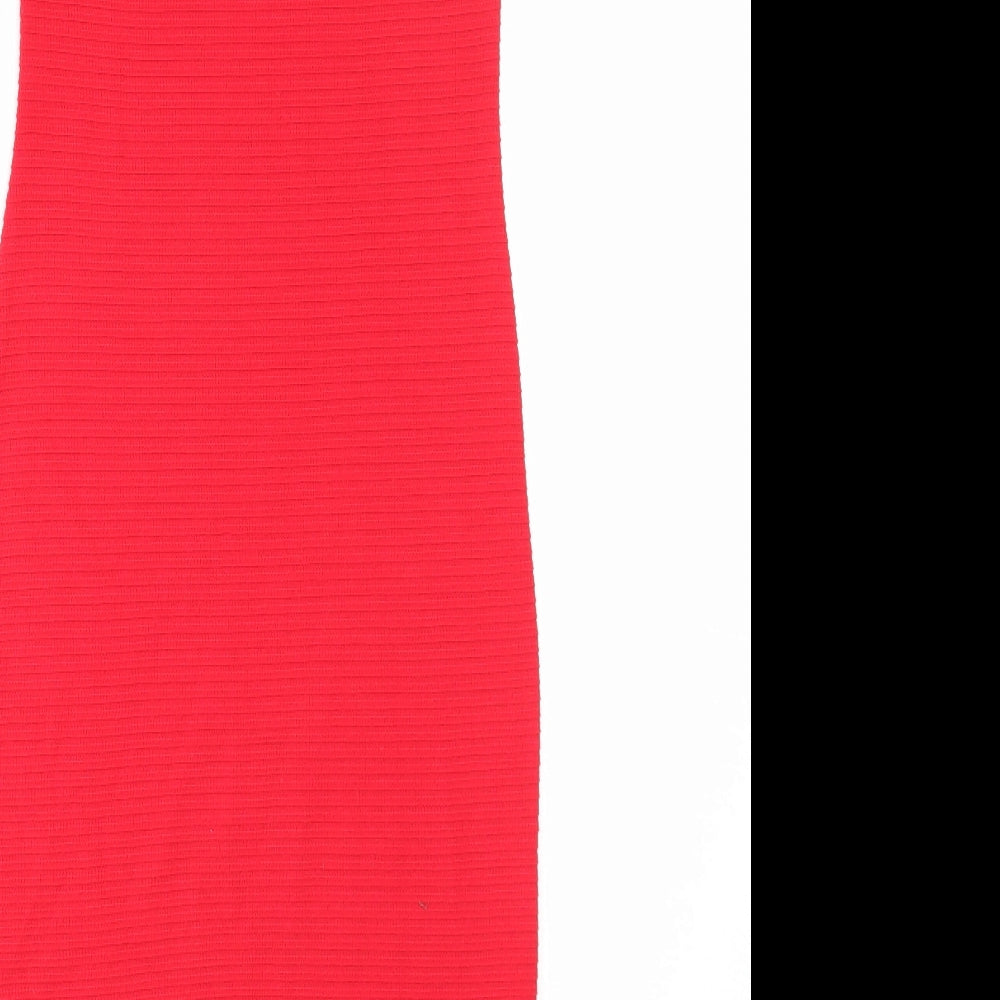 Therapy Womens Red Acrylic Bodycon Size 8 Off the Shoulder Pullover