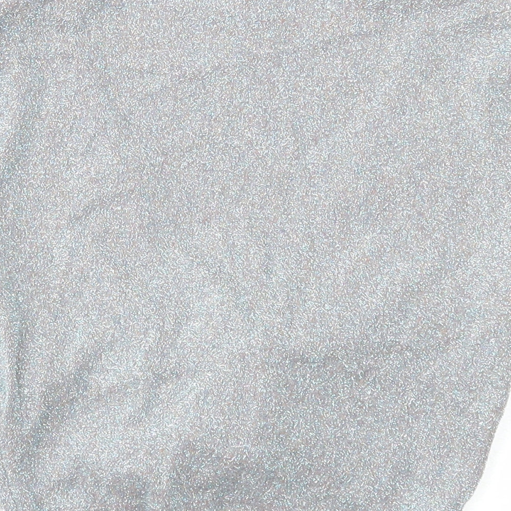 Topshop Womens Silver Viscose Cropped Tank Size 6 V-Neck