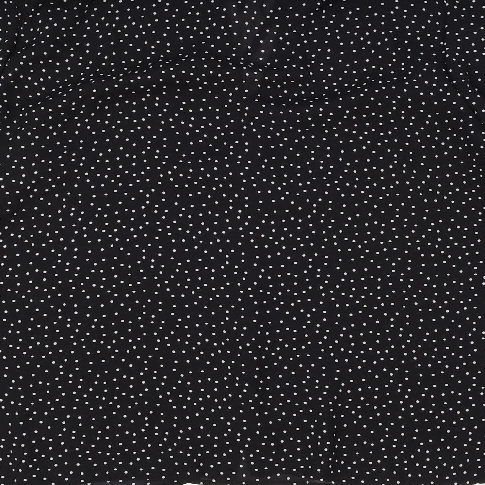 Warehouse Womens Black Polka Dot Polyester Basic Button-Up Size 12 V-Neck