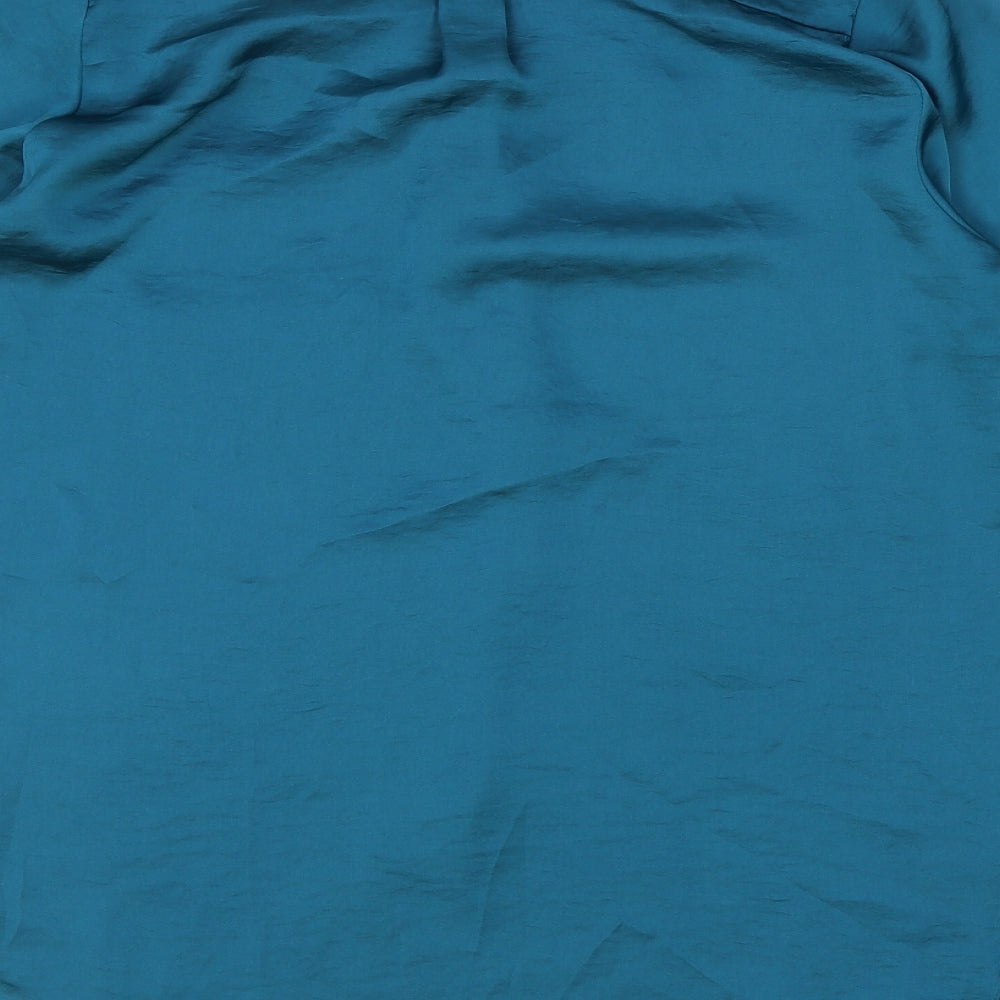 Wallis Womens Blue Polyester Basic Blouse Size S V-Neck