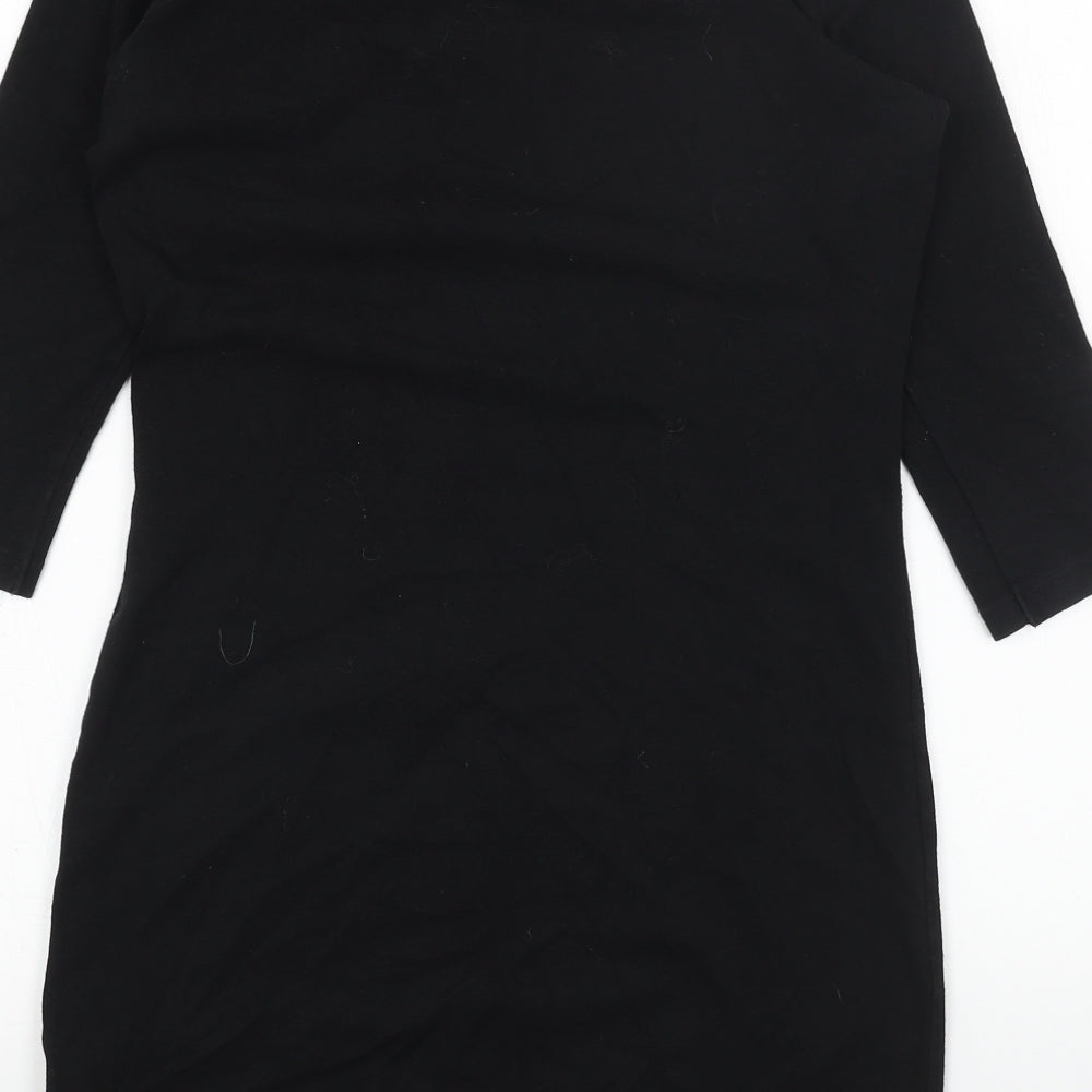 H&M Womens Black Cotton Shift Size 10 Round Neck Pullover