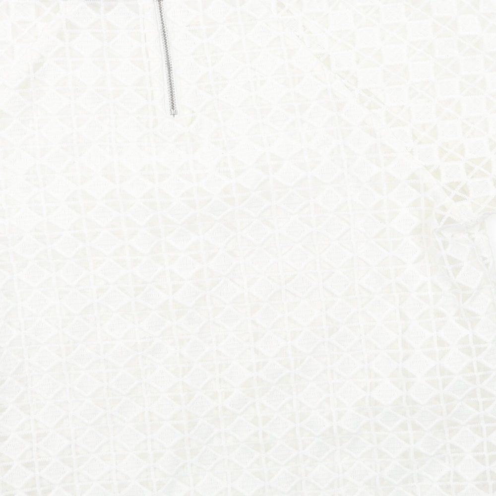 NEXT Womens White Polyester Basic Blouse Size 10 Round Neck