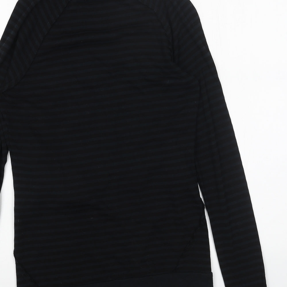 Topshop Womens Black Striped Cotton Basic T-Shirt Size 8 Round Neck