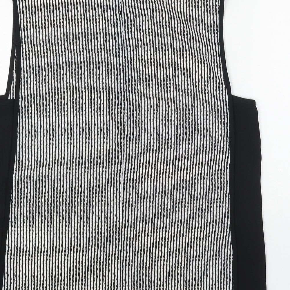 Warehouse Womens White Striped Polyester Basic Tank Size 8 Scoop Neck