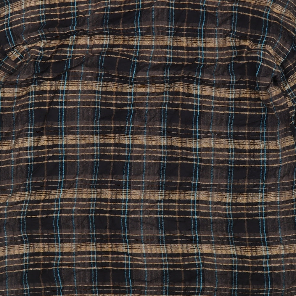 Fransa Womens Brown Plaid Viscose A-Line Size M Round Neck Pullover