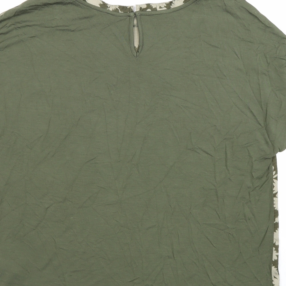 Marks & Spencer Womens Green Geometric Viscose Basic Blouse Size 8 Round Neck