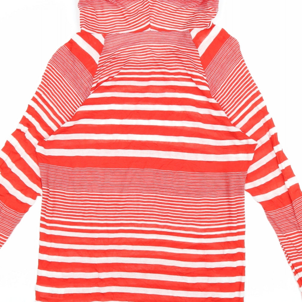 Topshop Womens Red Striped Viscose Pullover Hoodie Size 8 Pullover