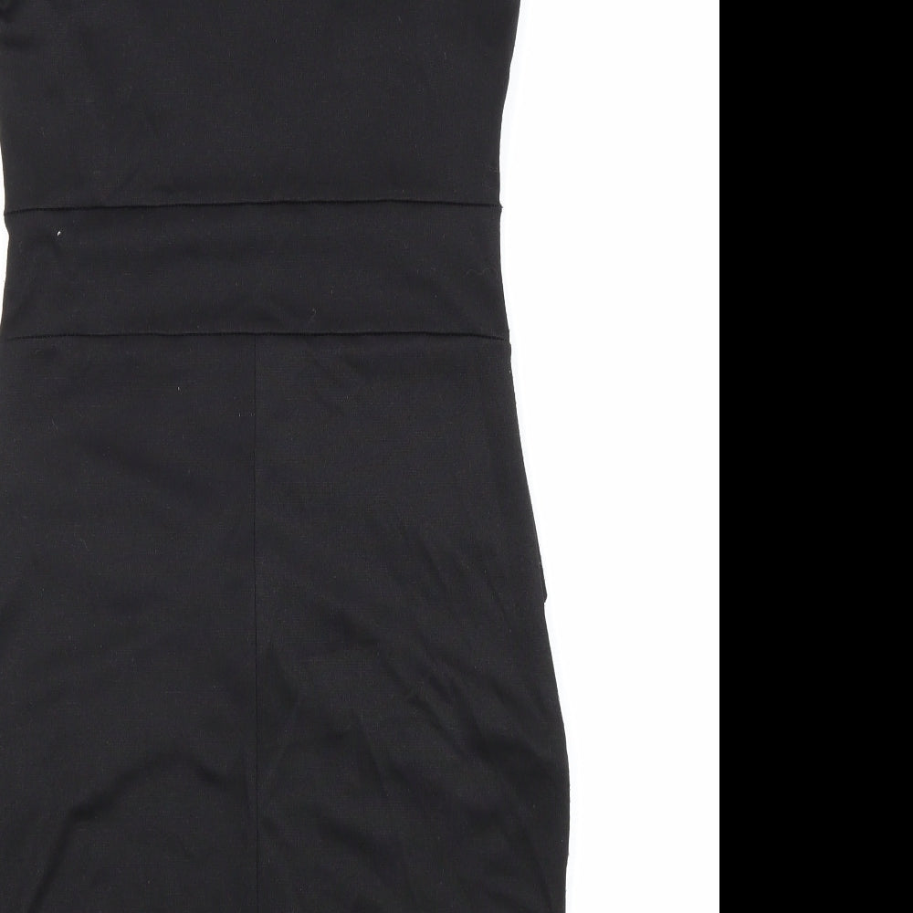 Fever Fish Womens Black Polyester Pencil Dress Size 8 Square Neck Pullover