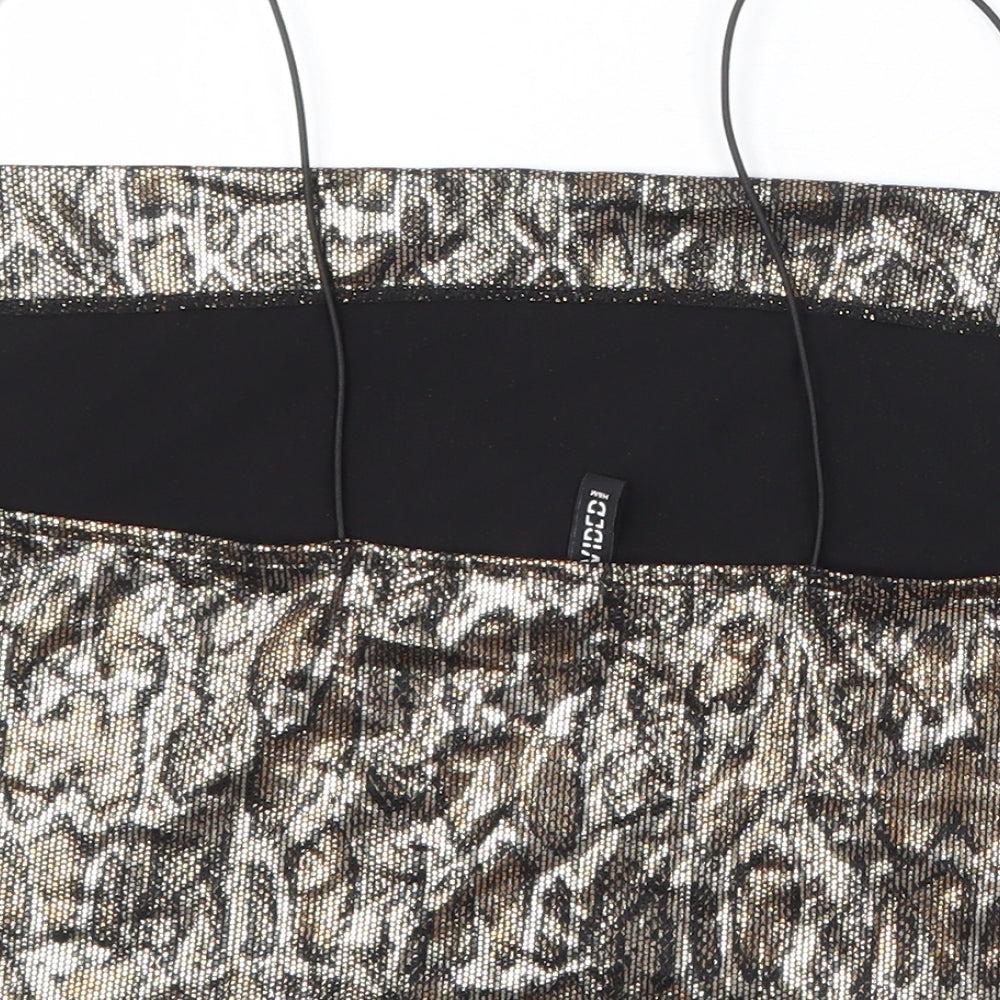 H&M Womens Gold Animal Print Polyester Cropped Tank Size M Square Neck - Snake Print