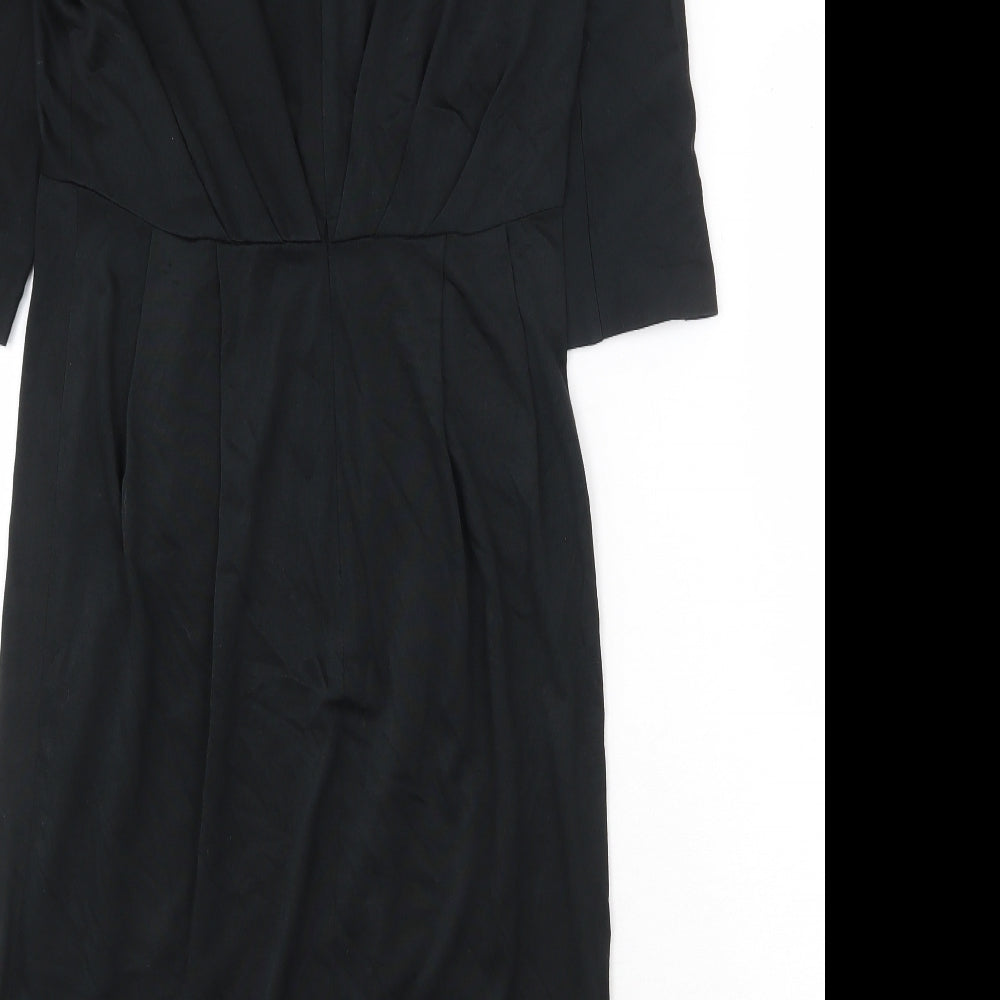 Preworn Womens Black Acetate Shift Size S Round Neck Zip