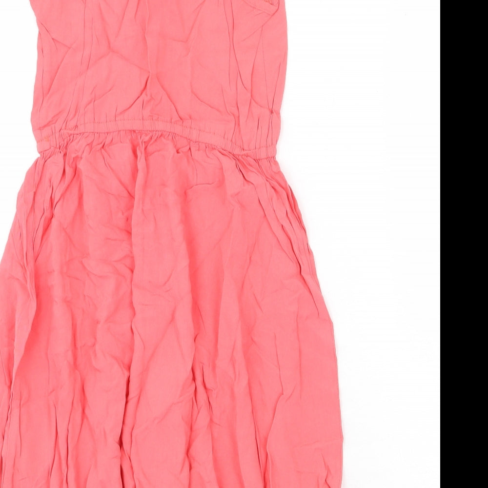 H&M Womens Pink Viscose Tank Dress Size 8 V-Neck Pullover