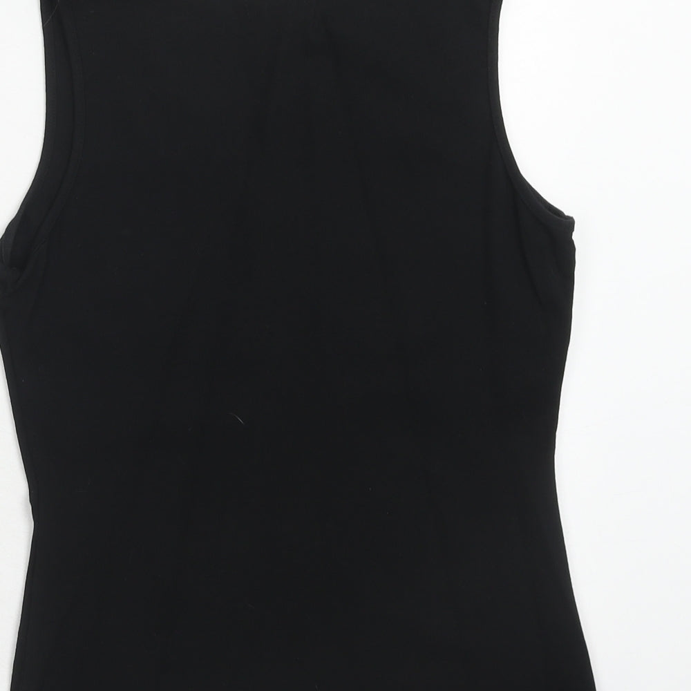 JFW Womens Black Viscose Basic Tank Size 10 V-Neck - Lace Neck Trim