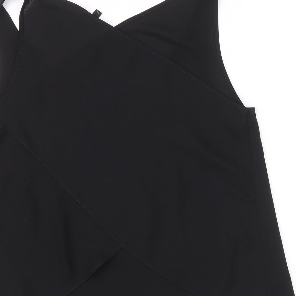 River Island Womens Black Polyester Basic Tank Size 8 V-Neck