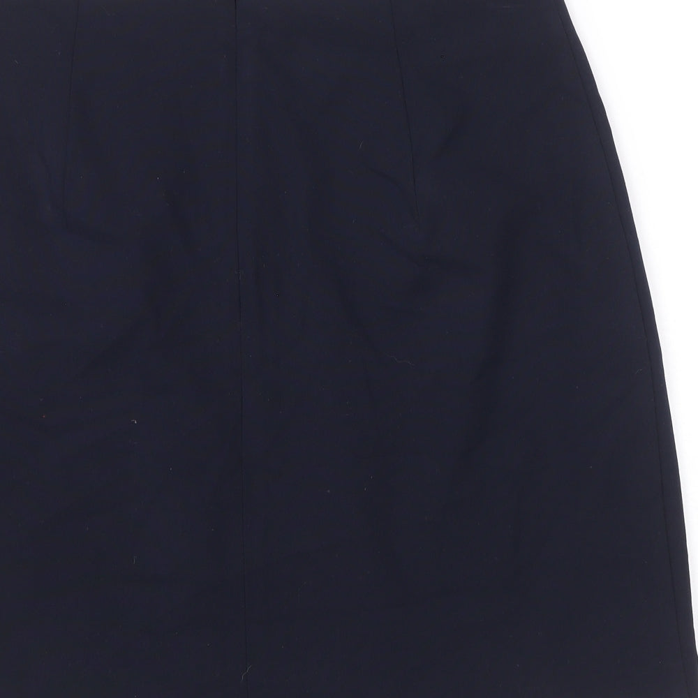 Marks & Spencer Womens Blue Polyacrylate Fibre A-Line Skirt Size 10 Zip