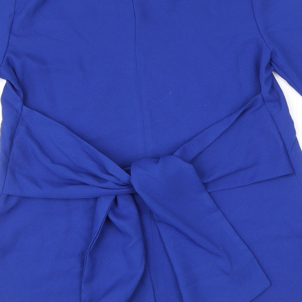 Closet Womens Blue Polyester Basic Blouse Size 8 Round Neck