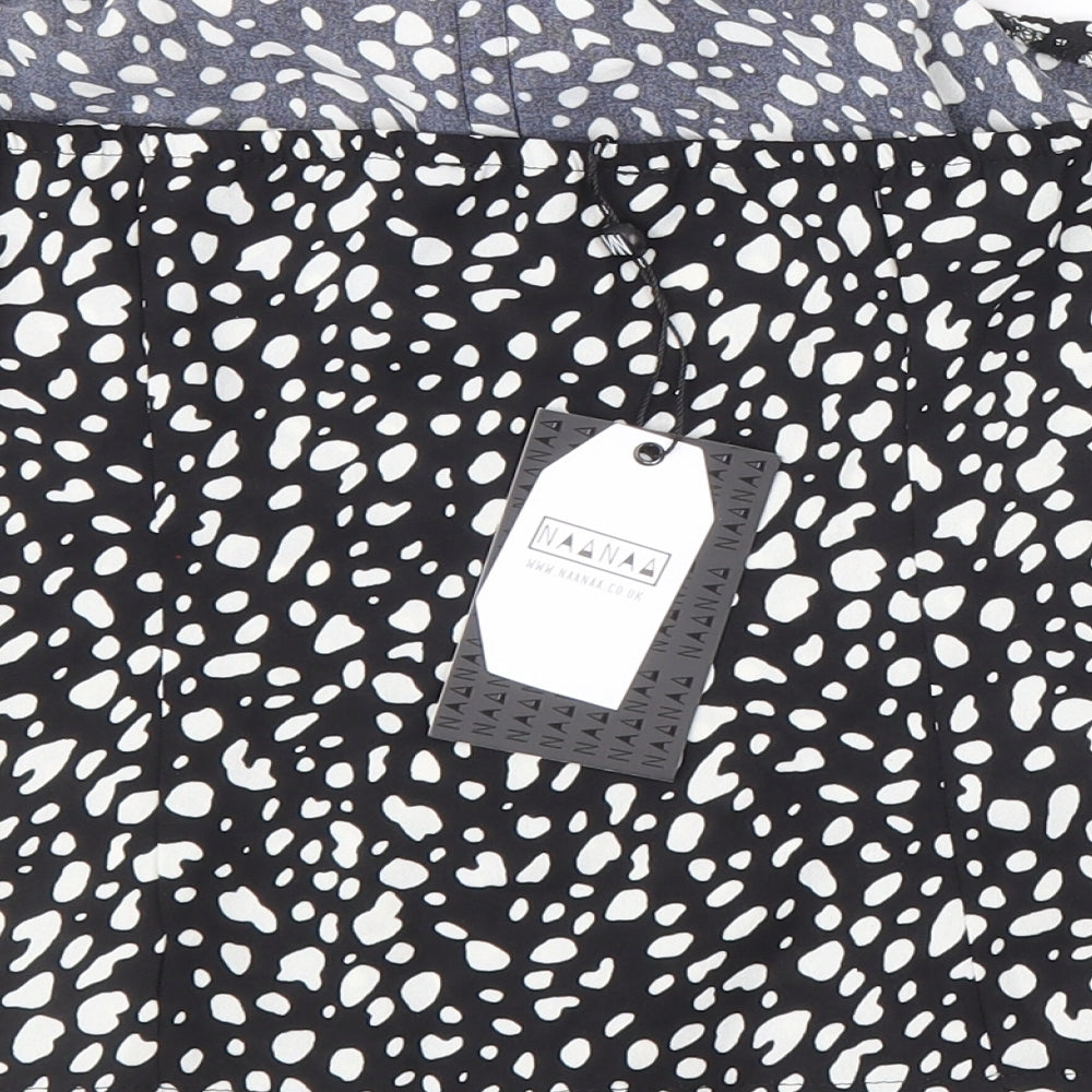 Naanaa Womens Black Geometric Polyester Basic Tank Size 8 Off the Shoulder