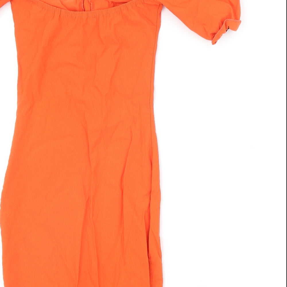 I SAW IT FIRST Womens Orange Polyester Bodycon Size 8 Scoop Neck Pullover