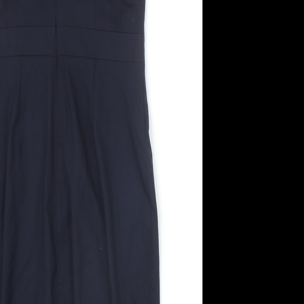 NEXT Womens Blue Polyester A-Line Size 10 V-Neck Zip