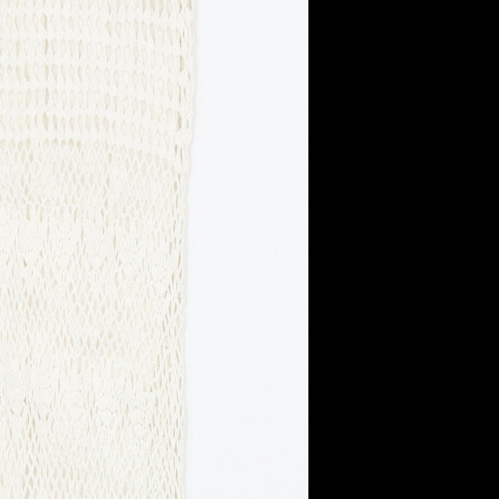 Mango Womens Ivory Cotton Tank Dress Size S Round Neck Pullover