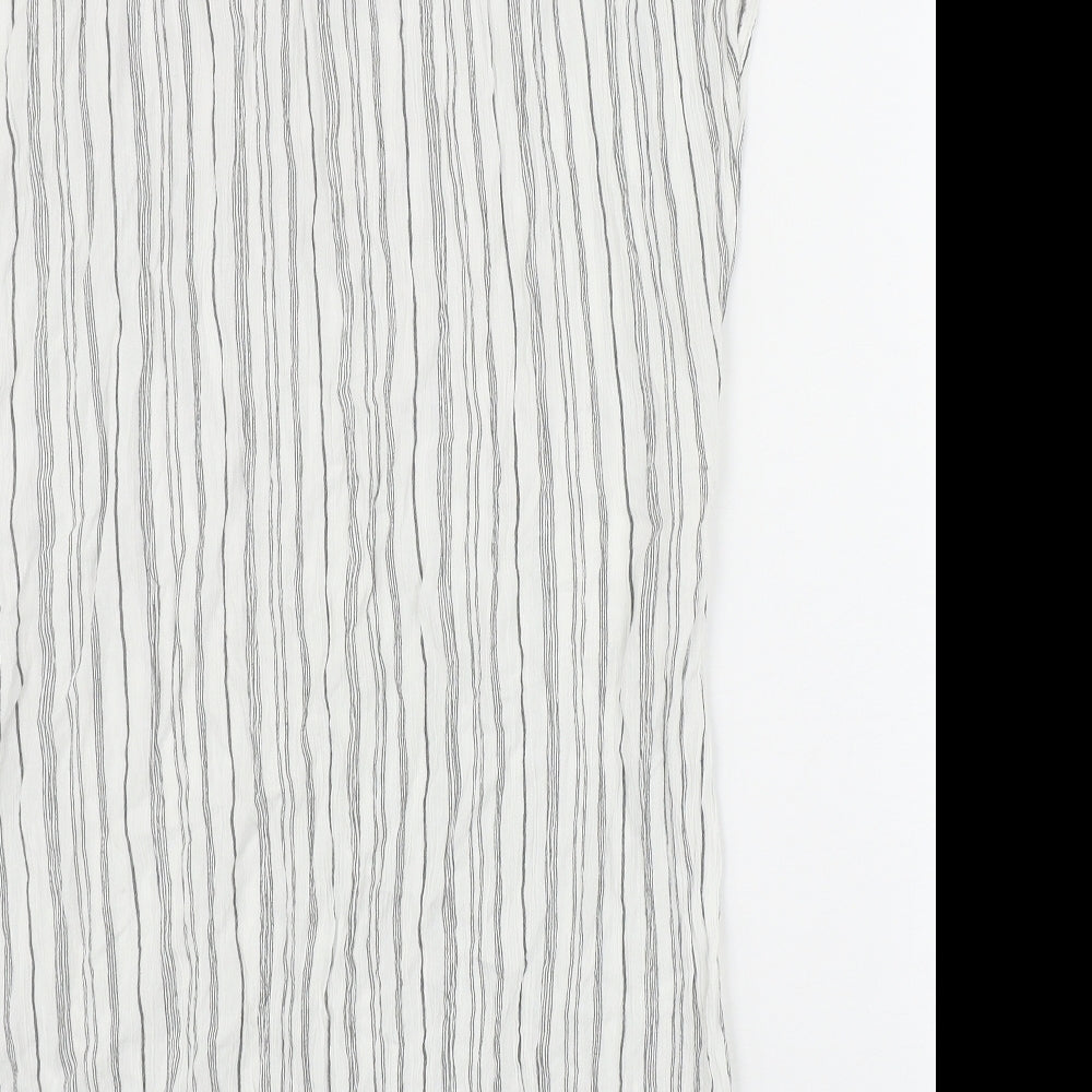 H&M Womens Ivory Striped Viscose A-Line Size 12 V-Neck Pullover