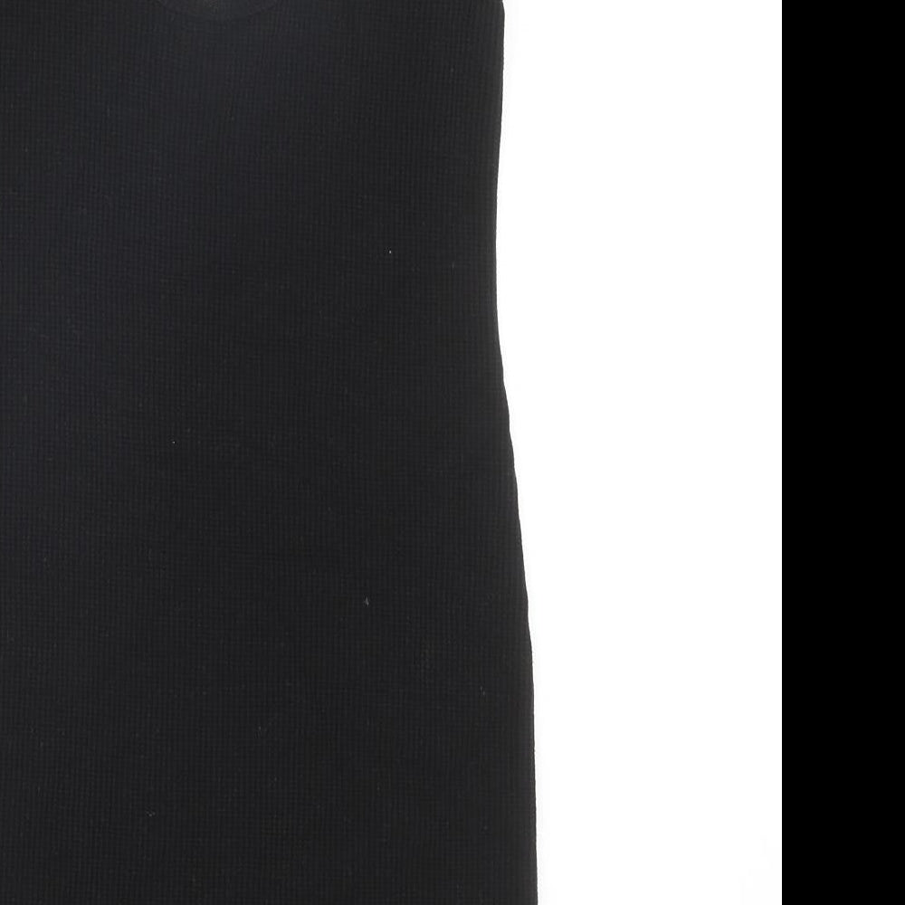 Topshop Womens Black Polyester Tank Dress Size 8 V-Neck Pullover