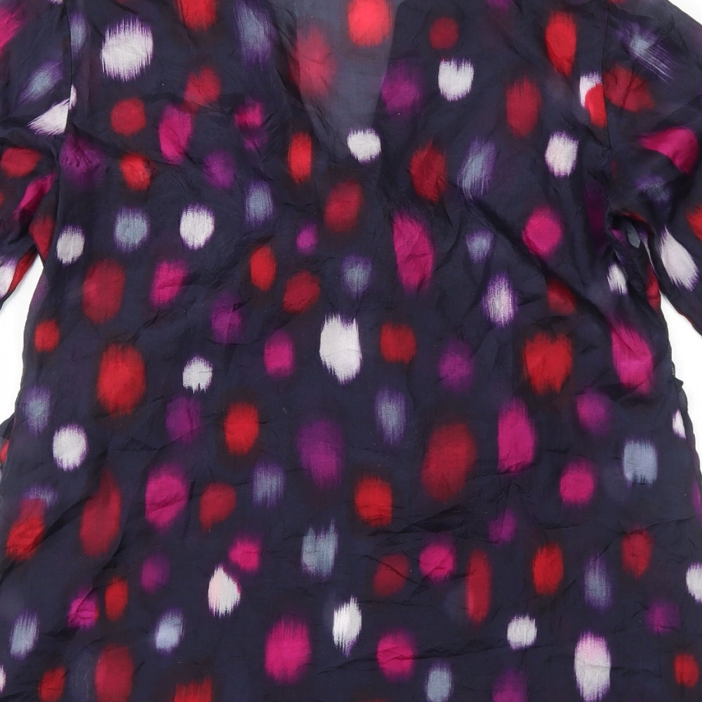 Per Una Womens Purple Geometric Polyester Basic Blouse Size 12 V-Neck