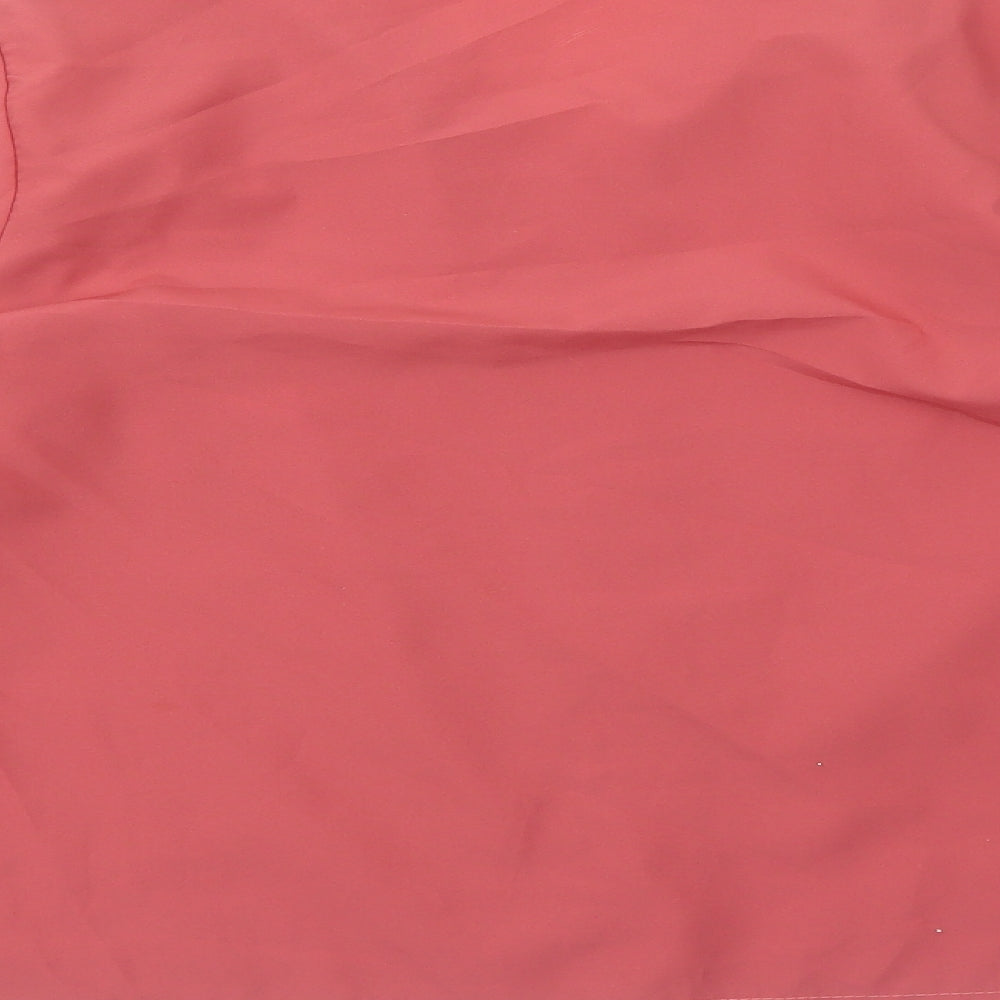 Preworn Womens Red Polyester Basic Button-Up Size 6 Collared