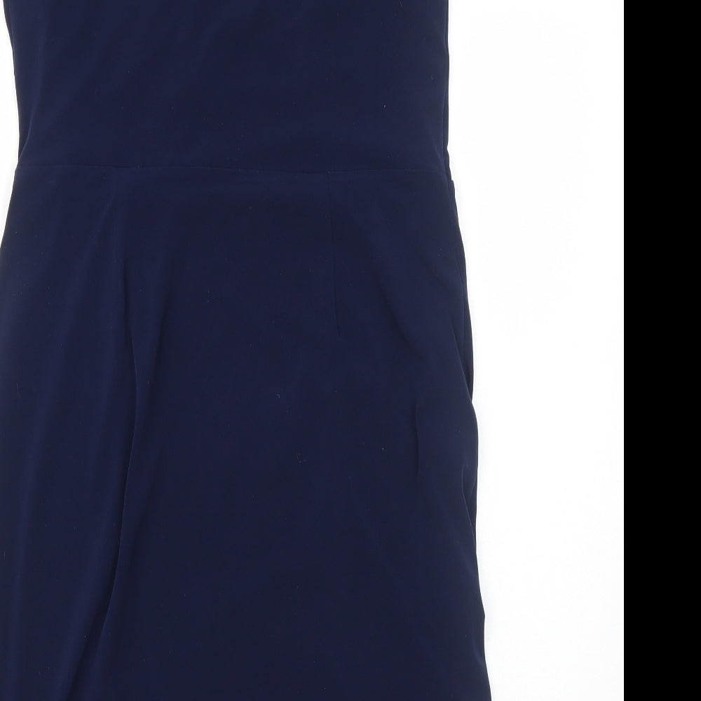 Marks & Spencer Womens Blue Polyester A-Line Size 14 Round Neck Pullover