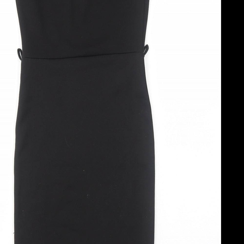 Poisson Womens Black Polyester Shift Size S V-Neck Pullover