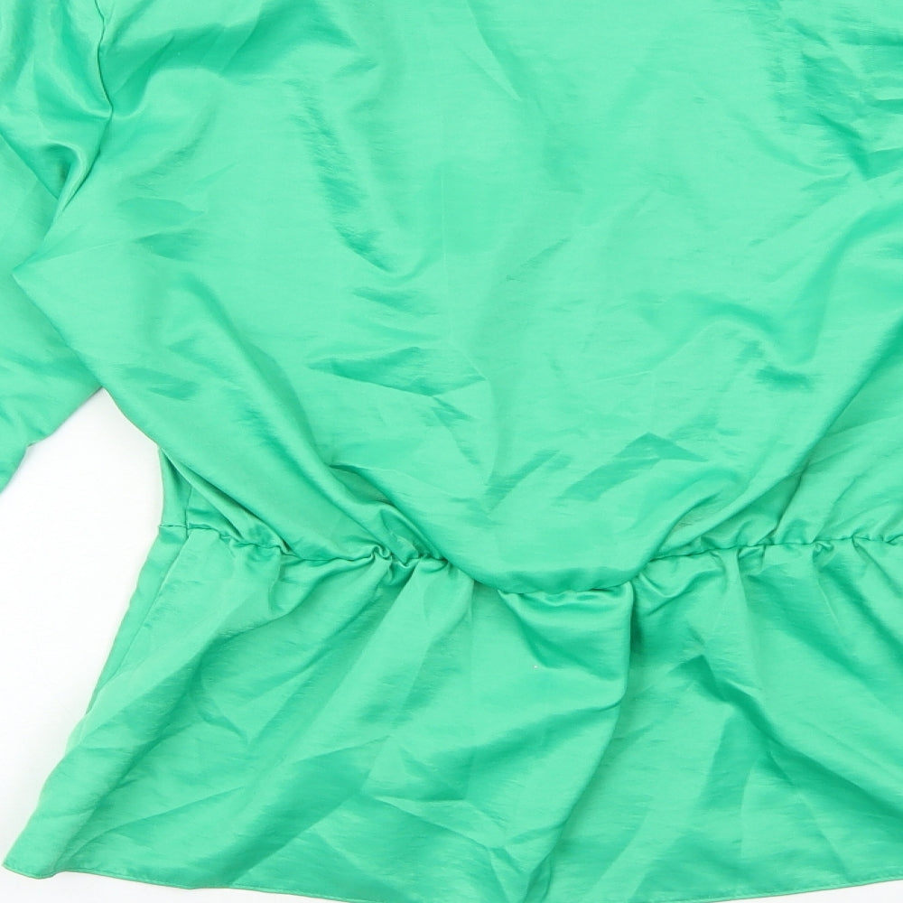 ASOS Womens Green Polyester Basic Blouse Size 8 V-Neck