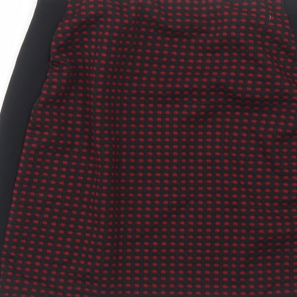 Roman Womens Black Geometric Polyester A-Line Skirt Size 10