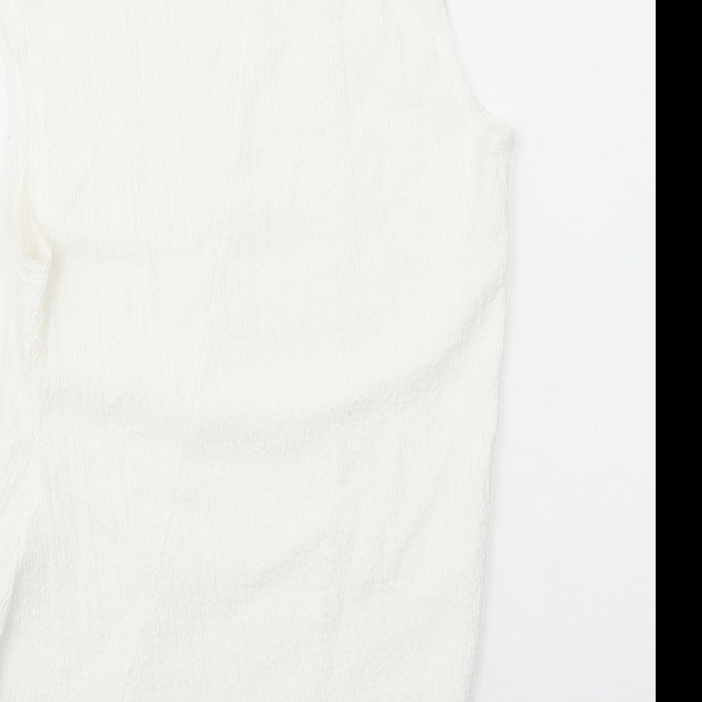 Zara Womens White Polyester Basic Blouse Size S Mock Neck - Asymmetric