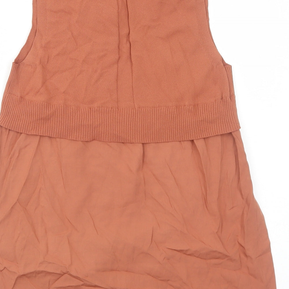 NEXT Womens Orange Viscose Basic Tank Size S Scoop Neck