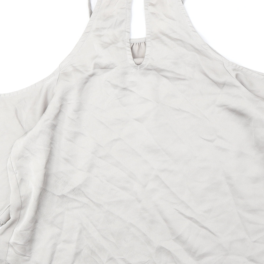 New Look Womens Beige Viscose Basic Tank Size 6 Round Neck - Cold Shoulders