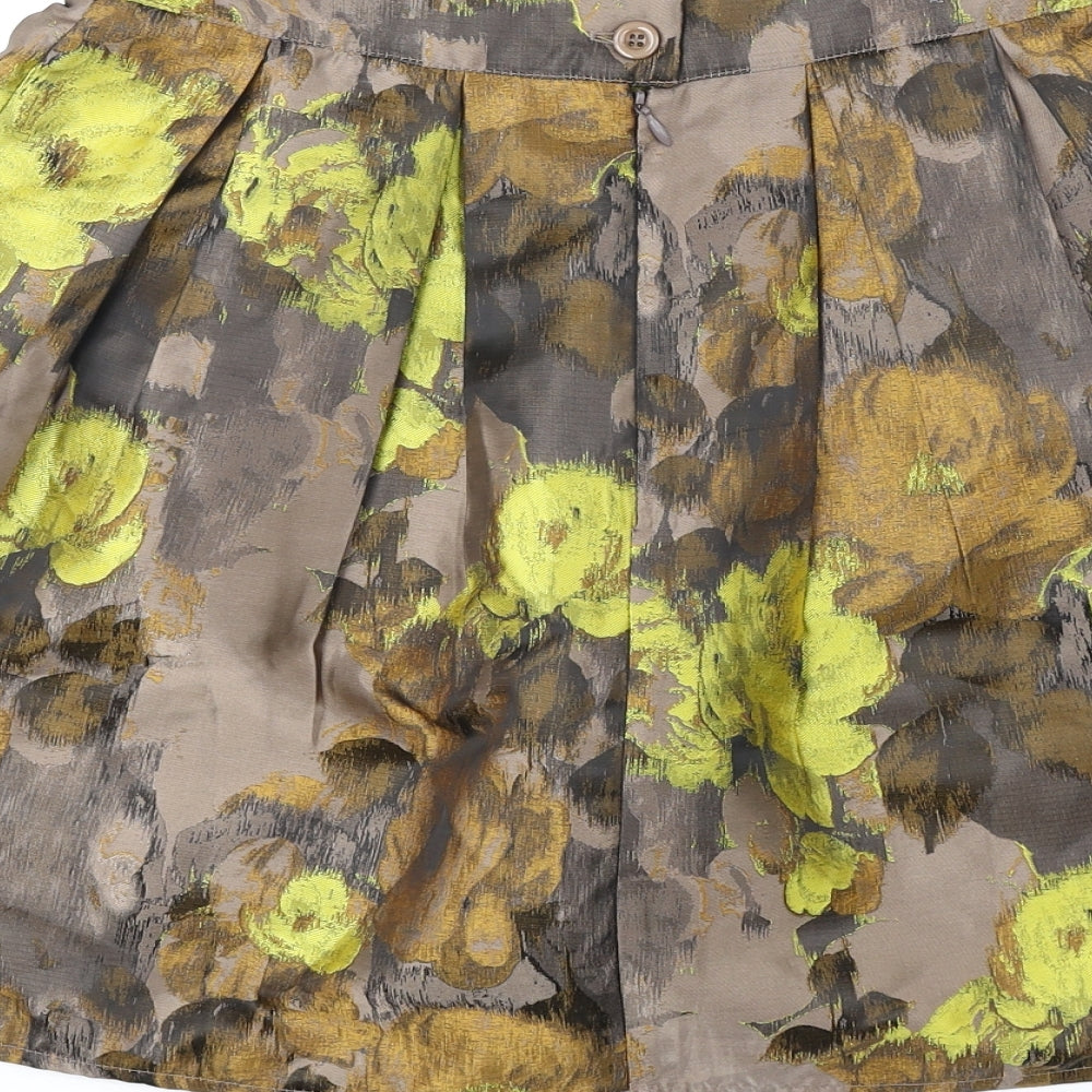 Louche Womens Brown Floral Polyester Tulip Skirt Size 8 Zip