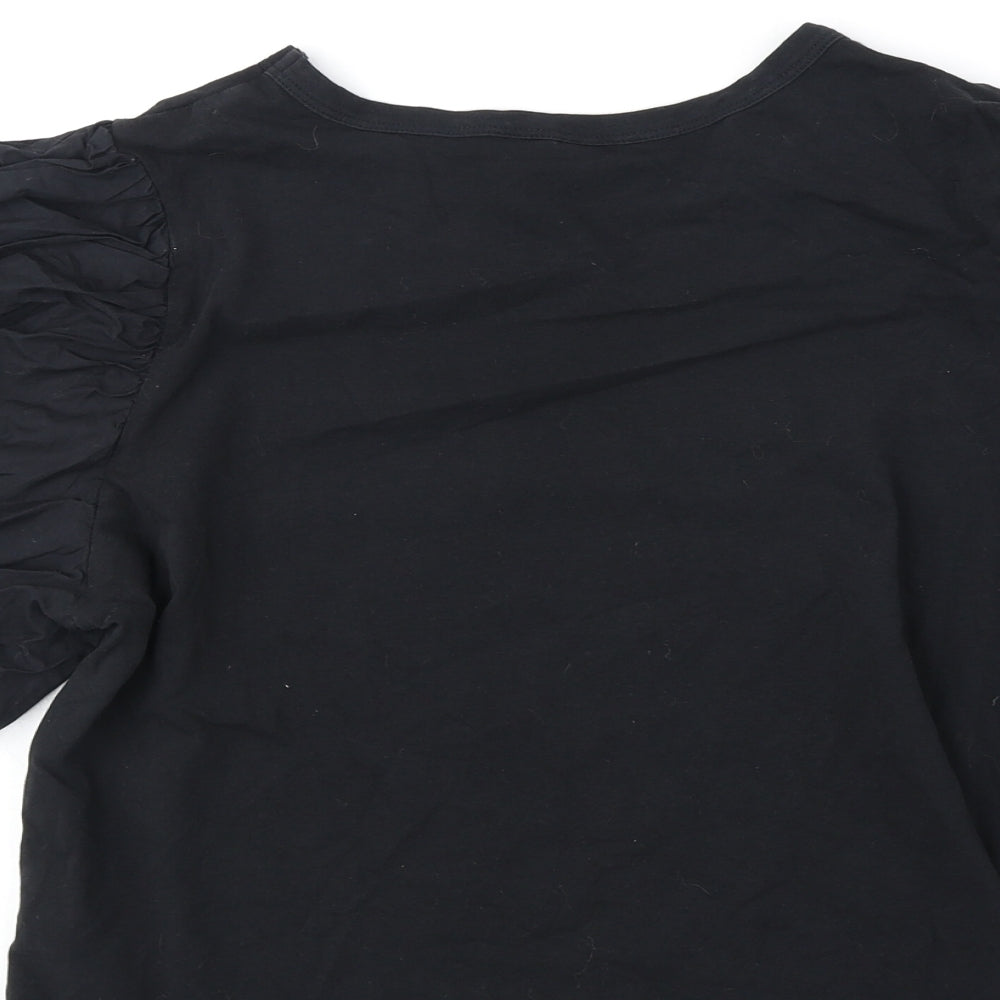 H&M Womens Black Polyester Basic Blouse Size XL Round Neck