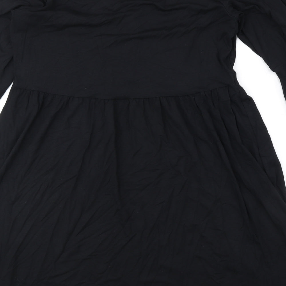 Marks & Spencer Womens Black Polyester Fit & Flare Size 12 V-Neck Pullover