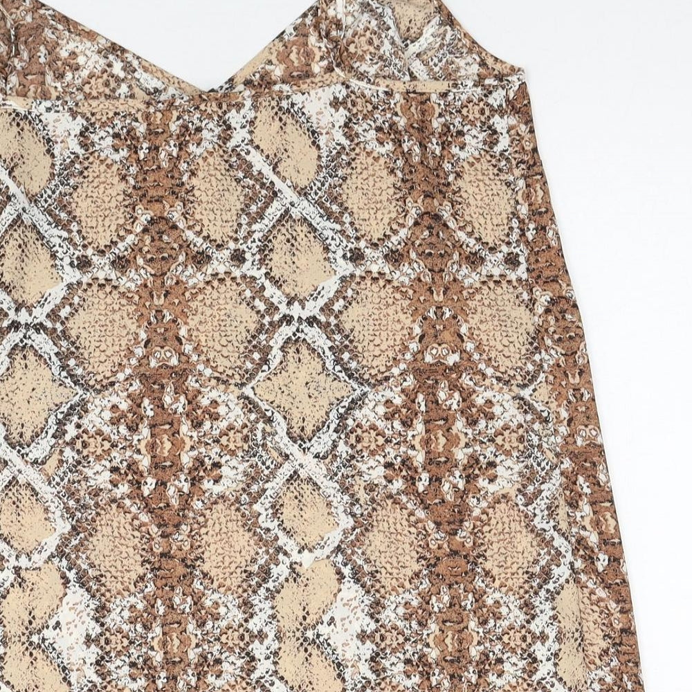 Marks & Spencer Womens Beige Animal Print Polyester Camisole Tank Size 6 V-Neck - Snakeskin Pattern