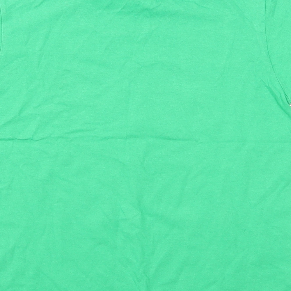 Gildan Boys Green Cotton Basic T-Shirt Size L Round Neck Pullover - Panda Dab