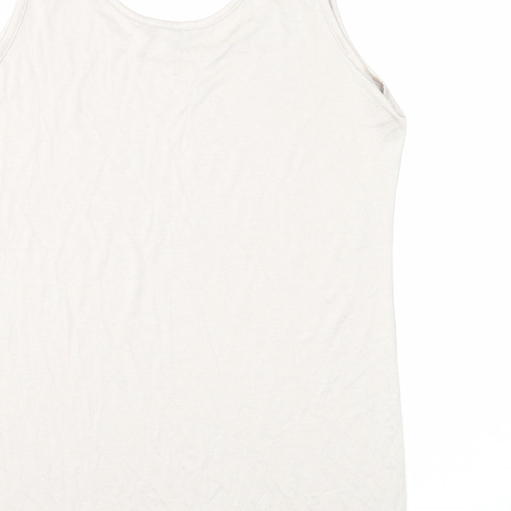 Marble Womens Beige Polyester Basic Tank Size 14 Round Neck