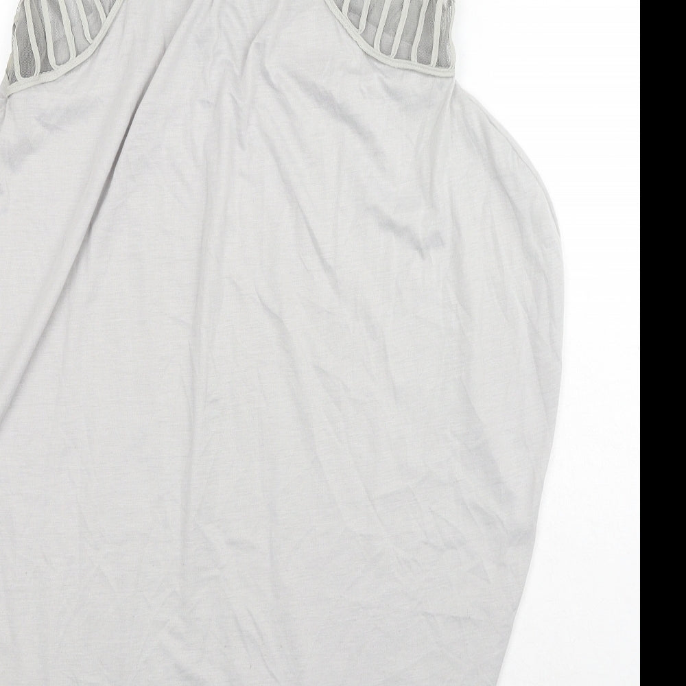 Preworn Womens Grey Polyester Basic Tank Size M Round Neck