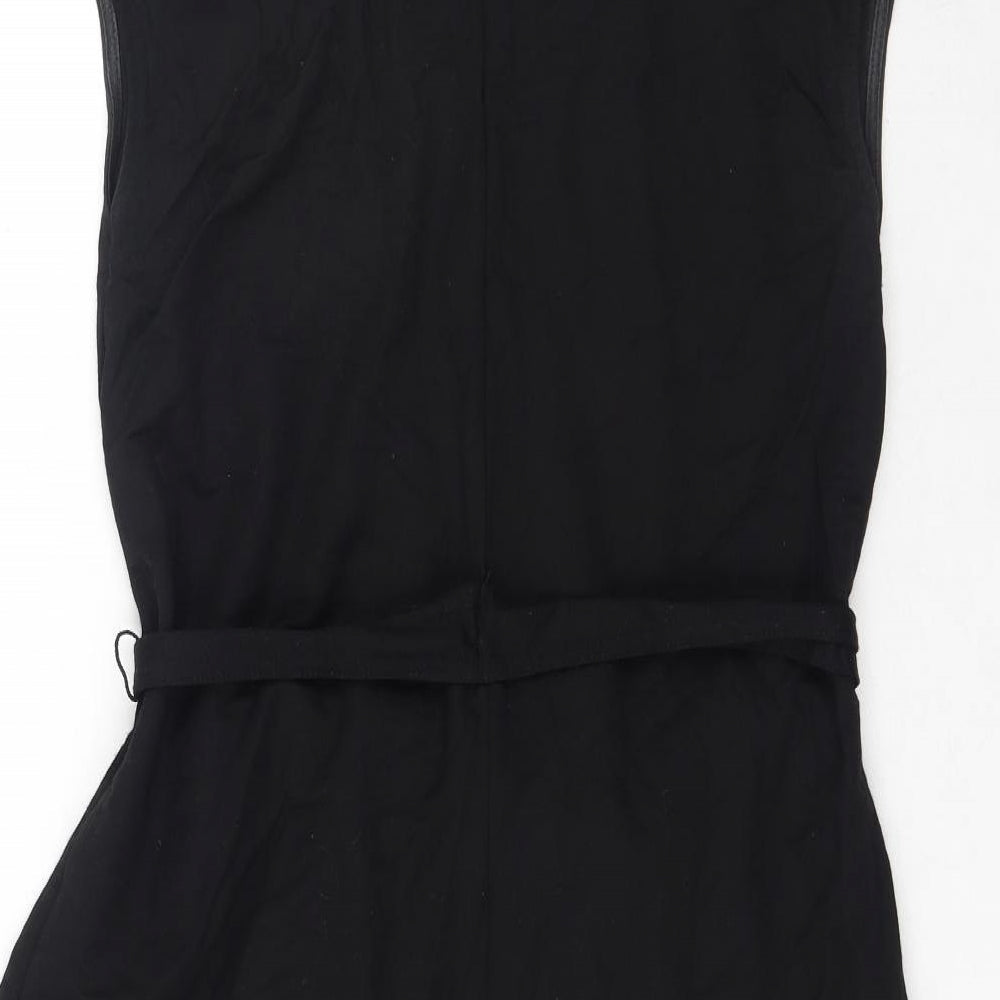 Zara Womens Black Viscose A-Line Size S V-Neck Tie