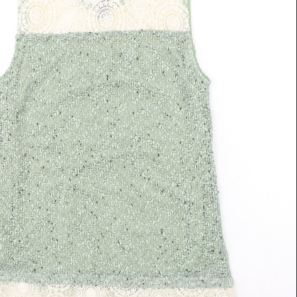 Mismash Womens Green Polyester Basic Tank Size M Round Neck